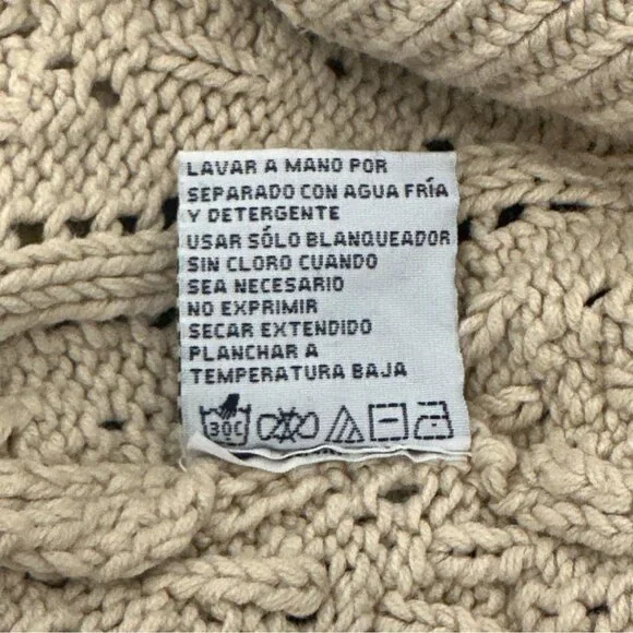 Nautica Beige Cable Knit Cardigan Cotton Blend Womens S Light Academia Preppy - Picture 6 of 8